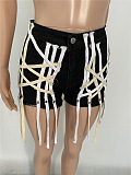 Criss-Cross Details Denim Casual Jeans Shorts XQ1117