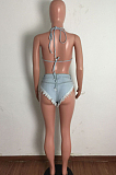 WHOLESALE| Sexy Bikini Tassel Bandage Women Summer Denim Sets LA3282