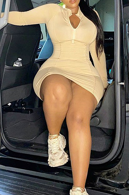 Fashion Casual Tight Zipper Package Buttocks Dress CL6069