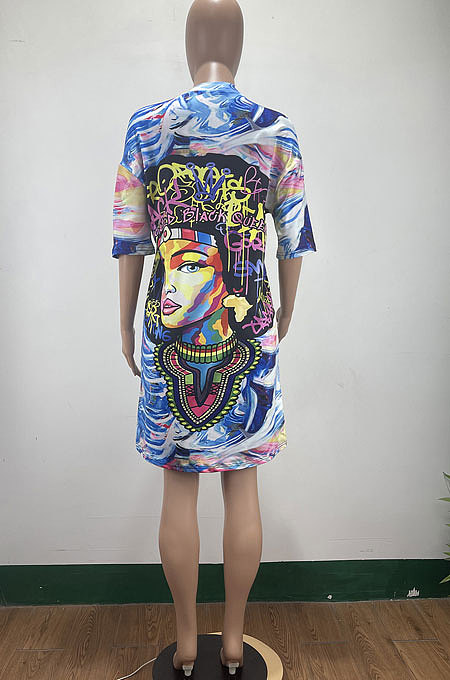 Women Casual Printing Mini Dress AMM8355