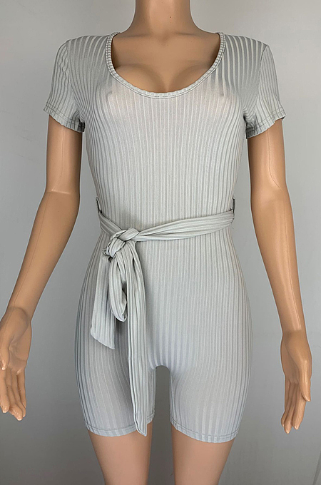 Euramerican Casual Pit Bar Elastic Deep V Jumpsuits CL6062