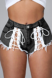 Unique Summer Ripped Tassel Denim Women Tied Shorts ED8376