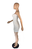 Women Sexy Pure Color New Backless Strapless Dress AB6652