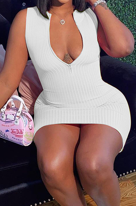 Casual Sexy Zipper Tight Mini Dress CL6098