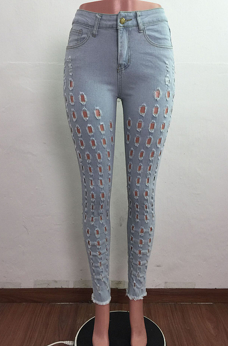 Euramerican Wash Water Hole Stretch Denim Long Pants LA3270