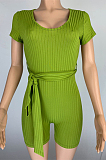 Euramerican Casual Pit Bar Elastic Deep V Jumpsuits CL6062
