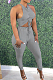Euramercan Fashion Pure Color Shirred Detail Vest Long Pants Two-Piece DN8617