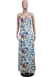 Euramerican Printed Loose Condole Belt Long Dress With Pocket WY6804