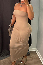 Euramerican Sexy Backless Strapless Pocket Long Dress HY5227  