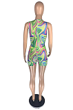 Sexy Tie-Dye Vest Sleeveless Shorts Sets AB6648