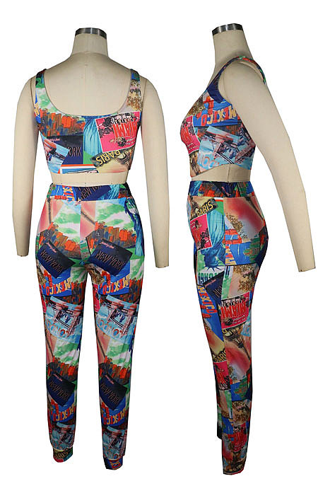 Printing Vest Long Pants Sets QQM4284