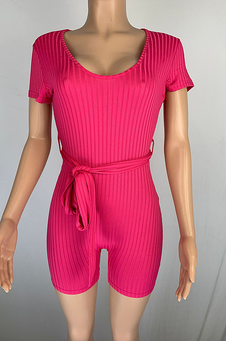 Euramerican Casual Pit Bar Elastic Deep V Jumpsuits CL6062