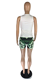 Summer Sexy Lip Print Casual Vest Shorts Sets AB6642