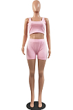 Summer Fashion Pure Color Vest Yoge Pants Two-Piece H1658