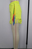 Street Style Denim Long Tassels Solid Color Jeans Shorts WE8925