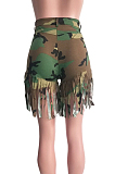 Fashion Tassel Camouflage Printing Shift Shorts SN3644