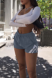 Casual Pure Color Patchwork Double Pocket Shorts HT6070