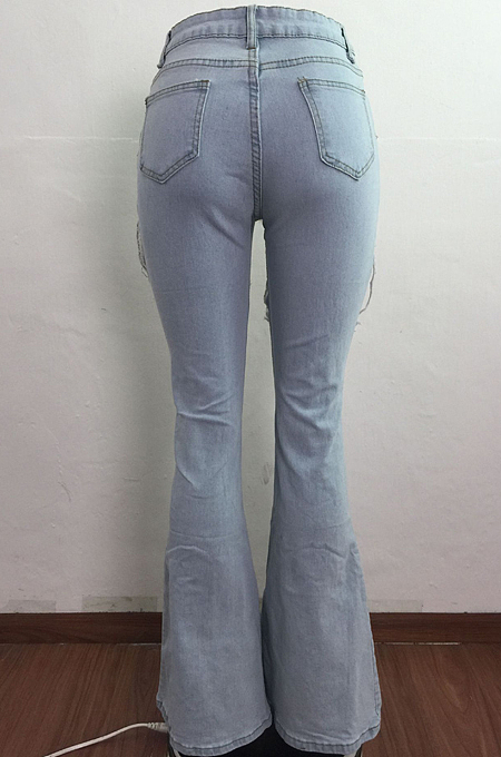 Wash Water Hole Fashion Casual Flare Pants LA3272