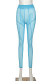Sexy Perspective Net Yarn Breathe Freely High Waist Carry Buttock Sport Casual Long Pants SX00388