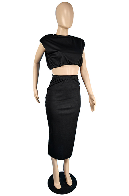 Women Pure Color Round Collar Lovely Sexy Shirts Sets TC086