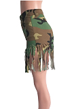 Fashion Tassel Camouflage Printing Shift Shorts SN3644
