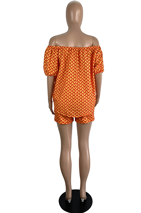 Fashion Print Strapless+Shorts Two-Piece LS6446 