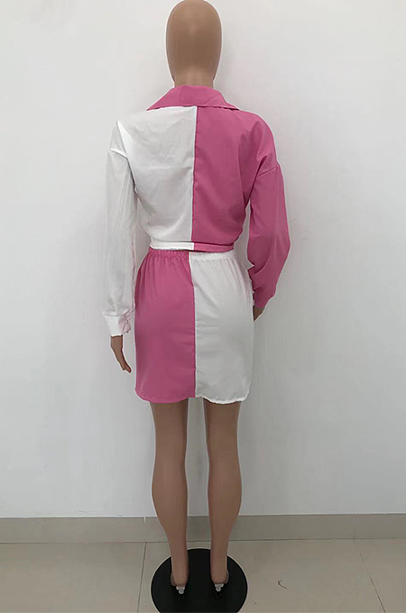 Summer Casual Contrasting Shirt Buttons Shirts Sets HT6062