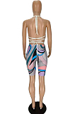 Sexu Halter Neck Backless Bind Two-Piece MN8362