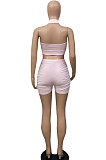 Casual Sexy Ruffle Pure Color Three Pieces ABL6678