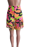 Fashion Tassel Camouflage Printing Shift Shorts SN3644