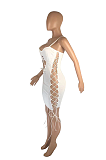Sling Side Hollow-Out Drawstring Tie Hip Wrap Sexy Dress SML8207
