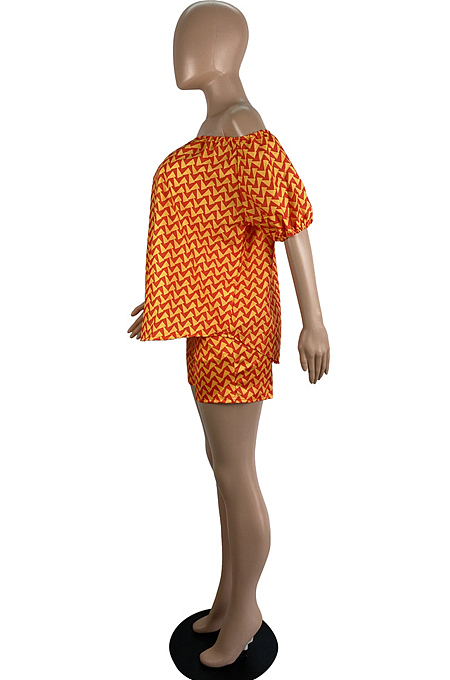 Fashion Print Strapless+Shorts Two-Piece LS6446 