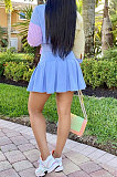 Women Shirt Tops Blue Plaid Skirts Sets HM5438
