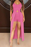 Women Casual Sexy Pure Color Condole Belt Shorts Skirts Sets ATE5129
