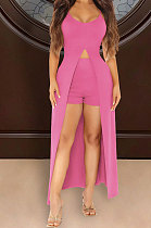 Women Casual Sexy Pure Color Condole Belt Shorts Skirts Sets ATE5129