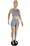 Summer Casual Pure Color Vest Sport Shorts Sets TC082