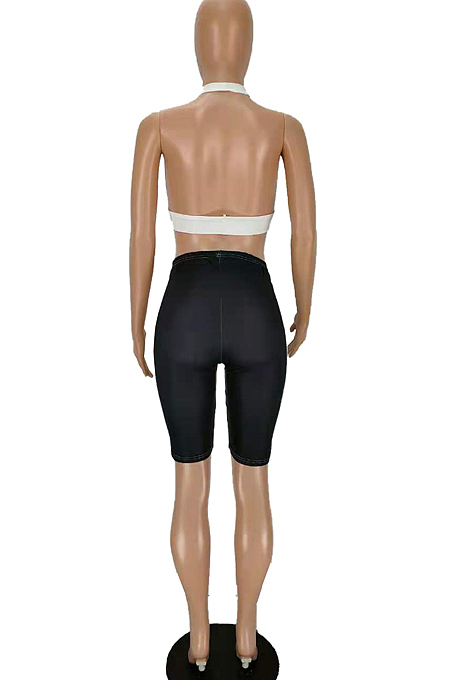 Halter Neck Backless Colpus Hollow Out Sexy Two-Piece MN8368
