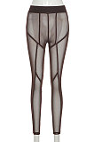 Sexy Perspective Net Yarn Breathe Freely High Waist Carry Buttock Sport Casual Long Pants SX00388