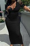 V Neck Lace Spliced Short Sleeve Cultivate One's Morality Sexy Long Dress Q884