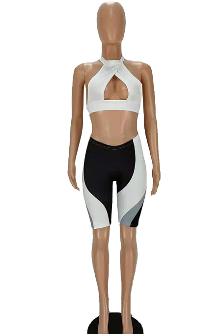 Halter Neck Backless Colpus Hollow Out Sexy Two-Piece MN8368