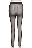 Sexy Perspective Net Yarn Breathe Freely High Waist Carry Buttock Sport Casual Long Pants SX00388