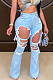 Wash Water Hole Fashion Casual Flare Pants LA3272