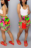 Fashion Tassel Camouflage Printing Shift Shorts SN3644