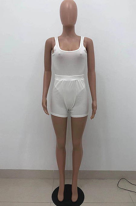 Casual Sexy Pure Color U-Neck Vest Shorts Sets HT6065
