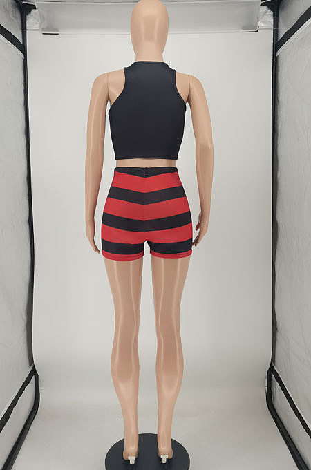 Fashion Stripe Waist Line Shorts Sets SMY8101