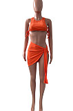 Pure Color Rib Bandage Skirts Sets NK251