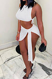 Pure Color Rib Bandage Skirts Sets NK251