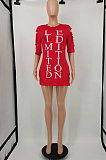 Fashion Tight Hole Letter Printing Dress YM181 