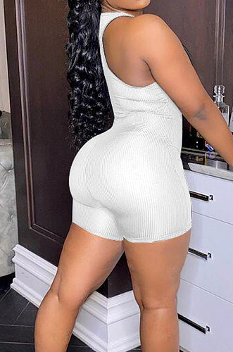 Fashion Pure Color Pit Bar Vest Romper Shorts SYY8063