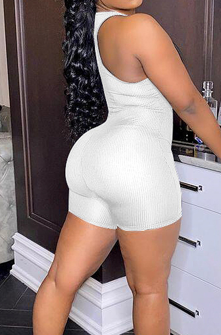 Fashion Pure Color Pit Bar Vest Romper Shorts SYY8063